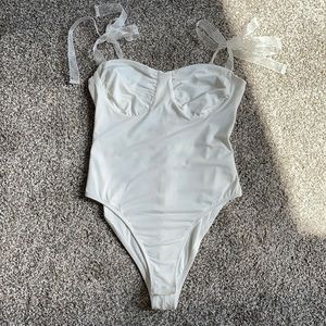 white tie shoulder bodysuit